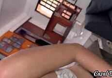 redhead slut gets ripped clothes fucked by two huge cocks shaking ass