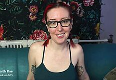 goth emo redhead glasses piercing tattooed femdom cuckold jerk instructions