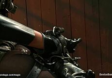 check out this bound slave choking in leather boots during rough torment