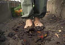 Squashing Juicy Tomatoes Barefoot in Country Dirt Ranch