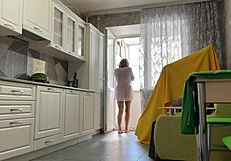 Stepson Fucks Milf Stepmom Bent Over Kitchen Counter Cumshot on Huge Ass