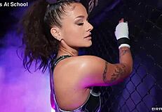 ryan reid gags on cocks in blowbang cage getting face fucked deep