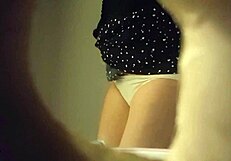 did this sexy panties babe really pee through the wall hole on hidden cam toilet voyeur?