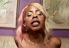 Skinny ebony Olivia Winters chokes on BBC cheating rough ride