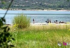 Natalii Quinn hunts cock voyeur style at Madrid reservoir