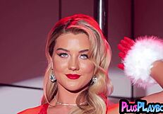 Sapphire Stare's Big Ass Blonde Poses in Red Lingerie Tease