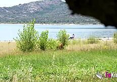 Natalii Quinn hunts cock voyeur style at Madrid reservoir