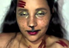 Blazing hot Halloween fuck in room with tight virgin squeeze